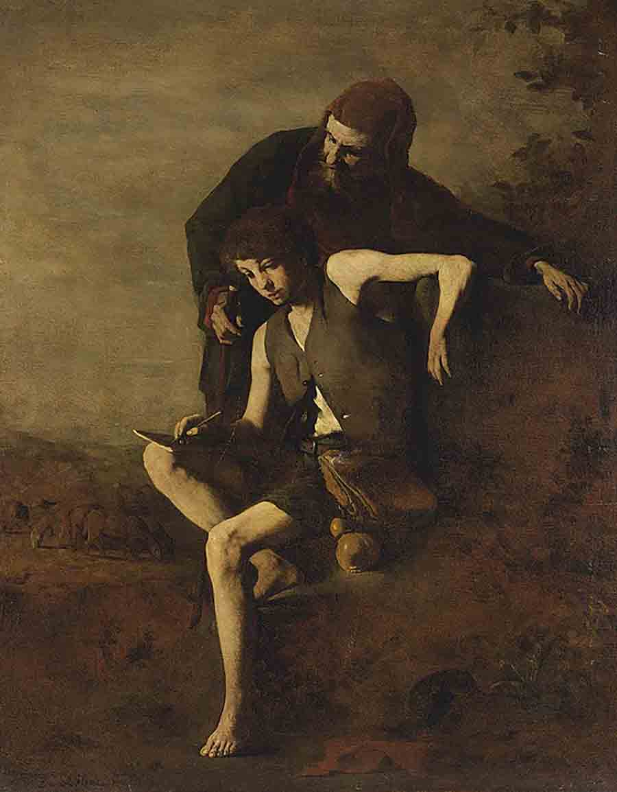 Théodule-Augustin Ribot (1823-1891), Cimabue apprenant à Giotto à dessiner – Collezione privata