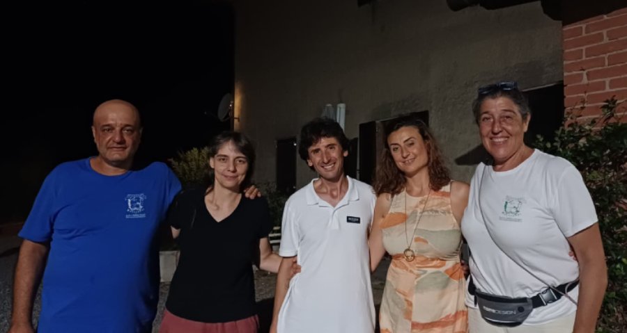 Anna Brucalassi, Nicola Di Renzone e Virginia Adani con i titolari della società agraria Bacciotti